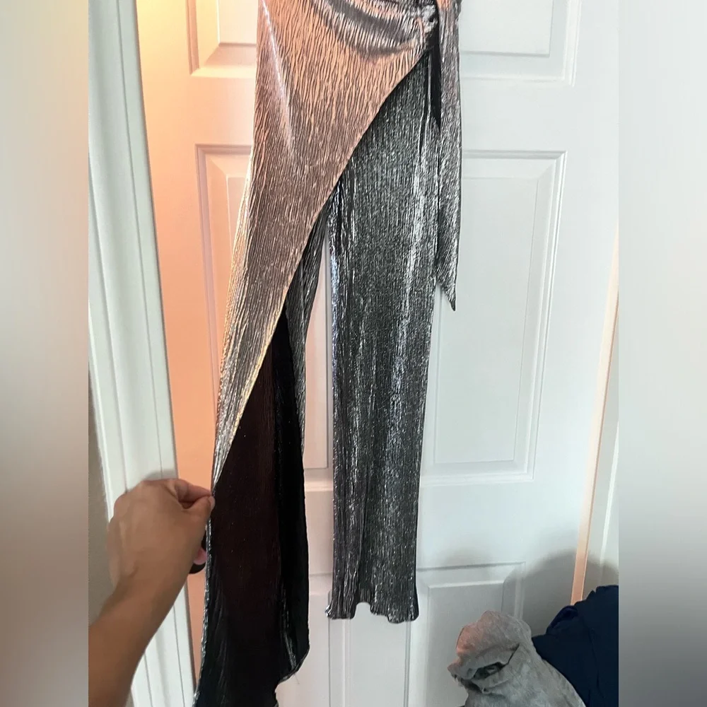 Zara Metallic Silver Wrap Pants - Picture 10 of 16